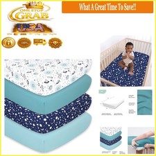 Galactic Baby Crib Sheets 4-Pack Microfiber Star Space Fit for Girls Boys