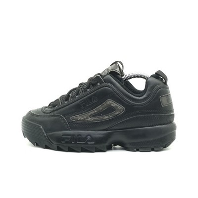 Fila Damen Disruptor II Schuh Schwarz Kunstleder Low Top Sohle Sneaker EU 36