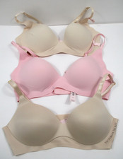 -New Victoria's Secret Lot Of 3 Body Wing No Wire Pink/Beige/Nude Bras Size M