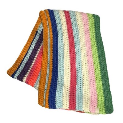 Mer-Sea Striped Crochet Scarf Colorful Knit Acrylic Soft Cozy Winter Accessory