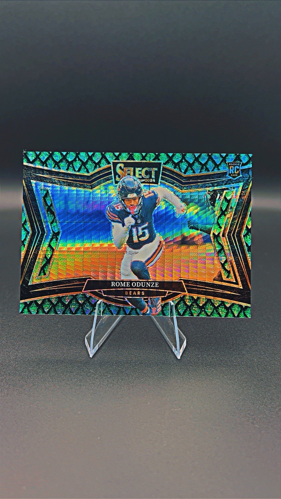 2024 Panini Select Rome Odunze #405 Field Level Dragon Scale Prizm RC /70