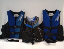 Stearns Life Vest Lot of 3 - Adult L/XL X2  Youth 50-90 lbs Boating PFD Jackets