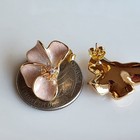 925 Sterling Silver Enamel White Sapphire Flower Earrings 14k Yellow Gold-Plated — photo 3