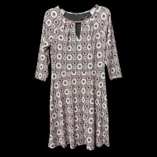 Ann Taylor Fit & Flare Keyhole Dress Womens 6 Geometric Boho Office Flowy Knit