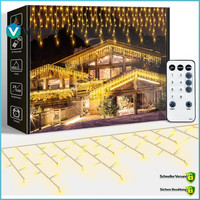 Lichterkette Eisregen 10M LED AußEn Warmweiß Lichtervorhang Weihnachtsdeko