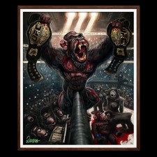 UFC "Chimpion" Art Poster - Double Champ Chimpanzee Caricature - MMA Gym Wall