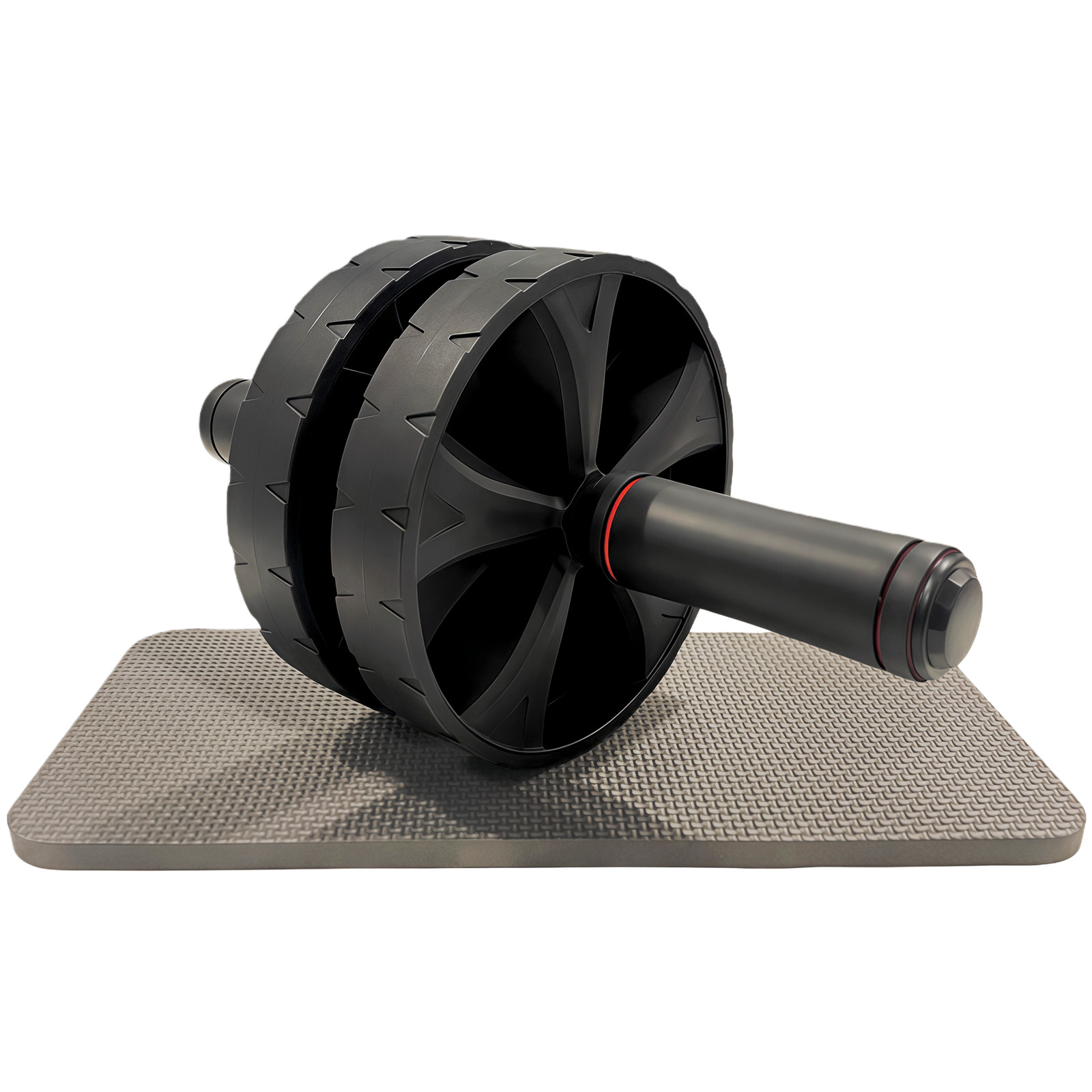 Ab Roller Exercise Dual Abs Wheel Fitness Abdominal Crunch Black with Knee Mat