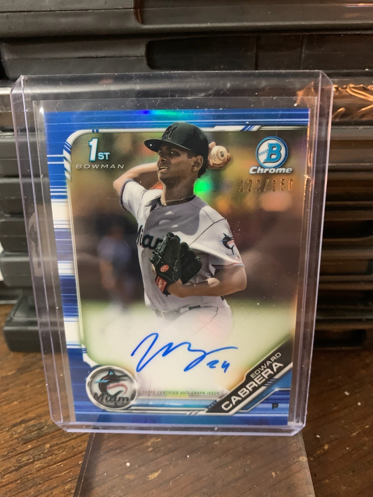 Edward Cabrera 2019 Bowman Chrome Blue Refractor 1st Auto /150