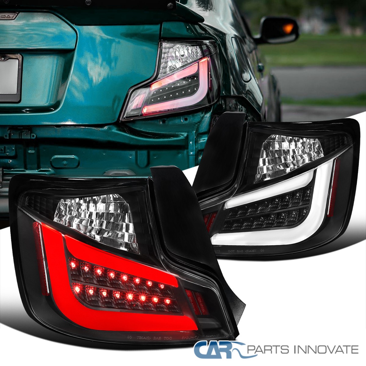 Black Fits 2011-2013 Scion tC LED Tube Tail Lights Brake Lamps