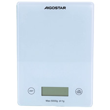 Bilancia da cucina digitale professionale in vetro temperato bianca fino a 5Kg d