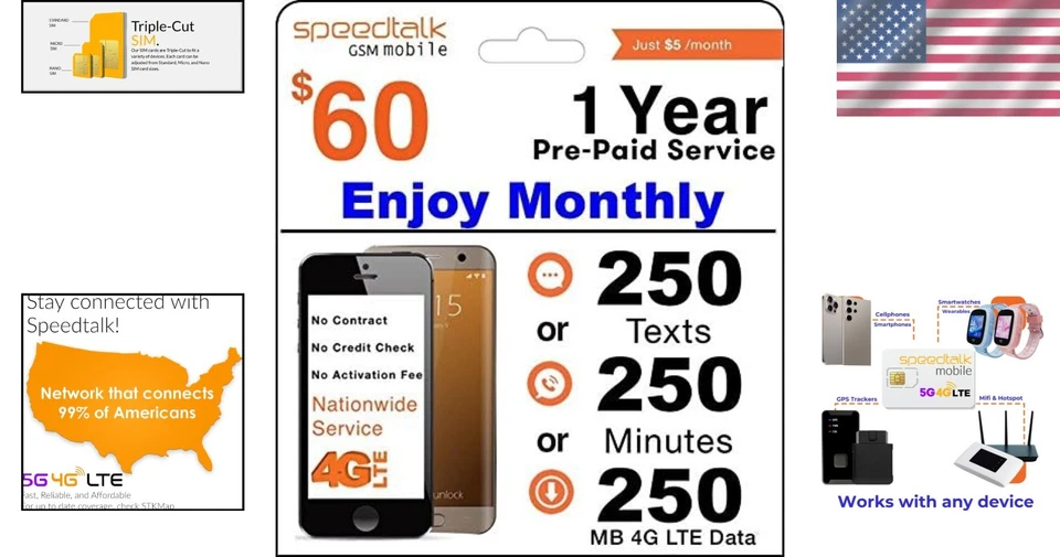 Speedtalk Mobile Prepaid SIM - 12-Month Plan with Convenient 250 Units Monthly - Image 2 of 4