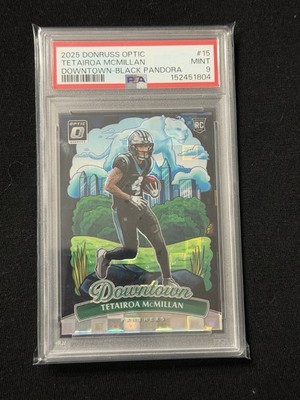 2025 Optic Tetairoa McMillan PSA9 BLACK PANDORA DOWNTOWN /25 Panthers #15