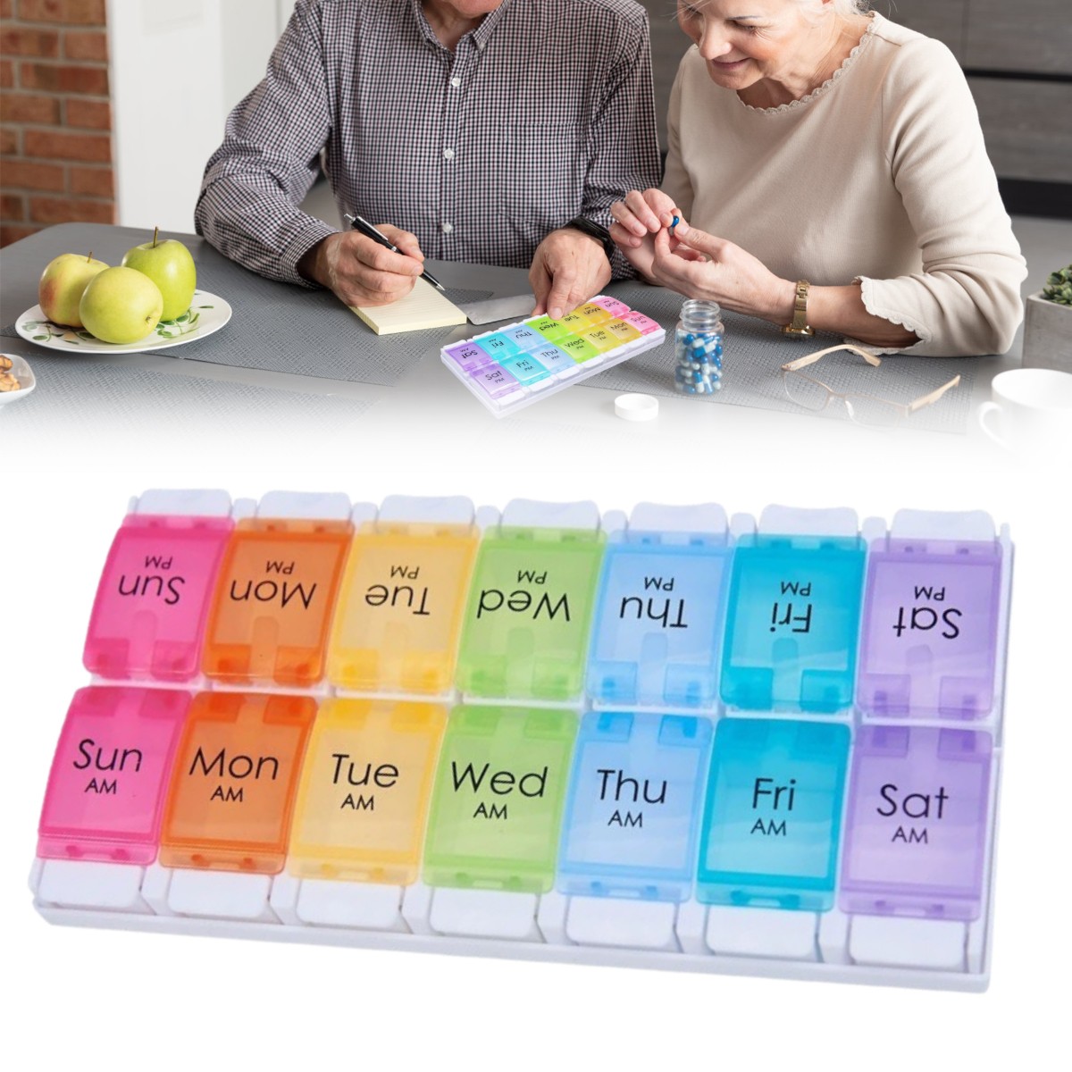 Using A Tablet Week Pill Box Tablet Week Medicine Organiser 7 Day 2 Times AM PM Storage ...