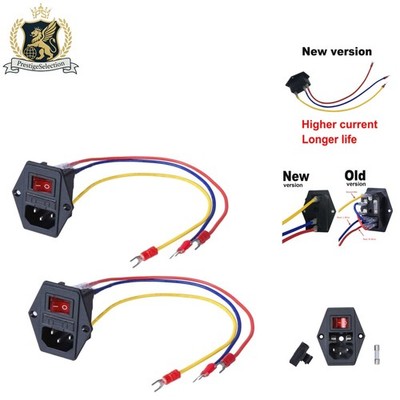 Illuminated 15A 250V Rocker Switch with 3-Pin Plug - 2pcs for Safe Power Control