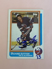 Duane Sutter 1986-87 Topps IP Auto Autograph