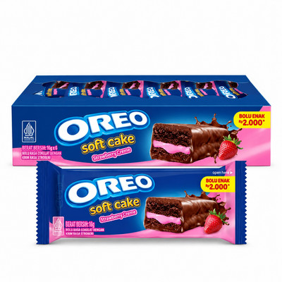 Oreo Soft Cake Strawberry 12 x 16g Box Erdbeer Kuchen Kakao 192g