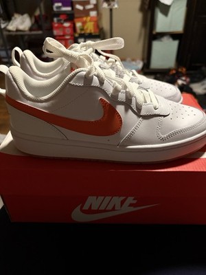 Nike Court Borough Low 2 (GS) Boys Size 5Y or Womens 6.5 - White Orange New