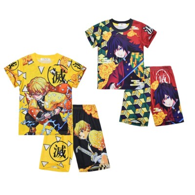 Demon Slayer Kids T-Shirt Shorts Tomioka Giyuu Zenitsu Pajamas 2-Piece kid  gift