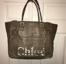Chloe Large Leather Tote, Taupe Light Brown Handbag, Vintage RARE