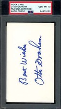 Otto Graham Gem Mint 10 PSA DNA Signed 6 3x5 Index Card Autograph