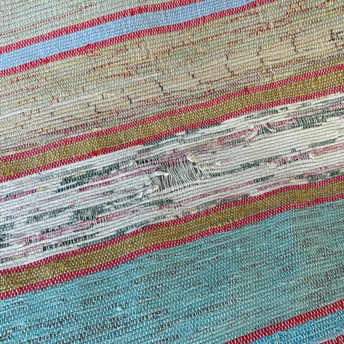 Amplia alfombra de trapo vintage alfombra de granja alfombra tejida a mano textil interior rústico ha - Imagen 8 de 10