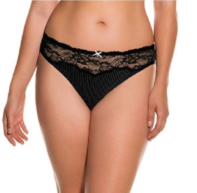     DORINA 17176 ADELE  Brief-Slip schwarz mit Nadel-Streifen + Spitze edel