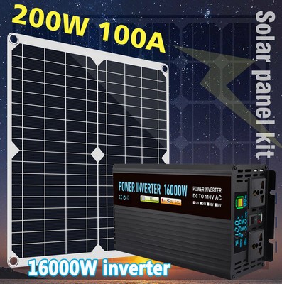 16000W Complete Solar Panel Kit Solar Power Generator 100A Home 110V Grid System