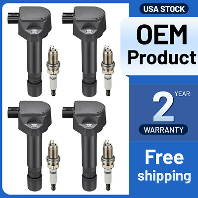 4X OEM Enhanced Ignition Bobinas & 4X Iridium Spark Plug for Honda Civic 1.8L UF