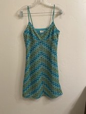 Loft Women’s Sz Petite 8P Green Retro Crochet Spaghetti Strap A-Line Sun Dress