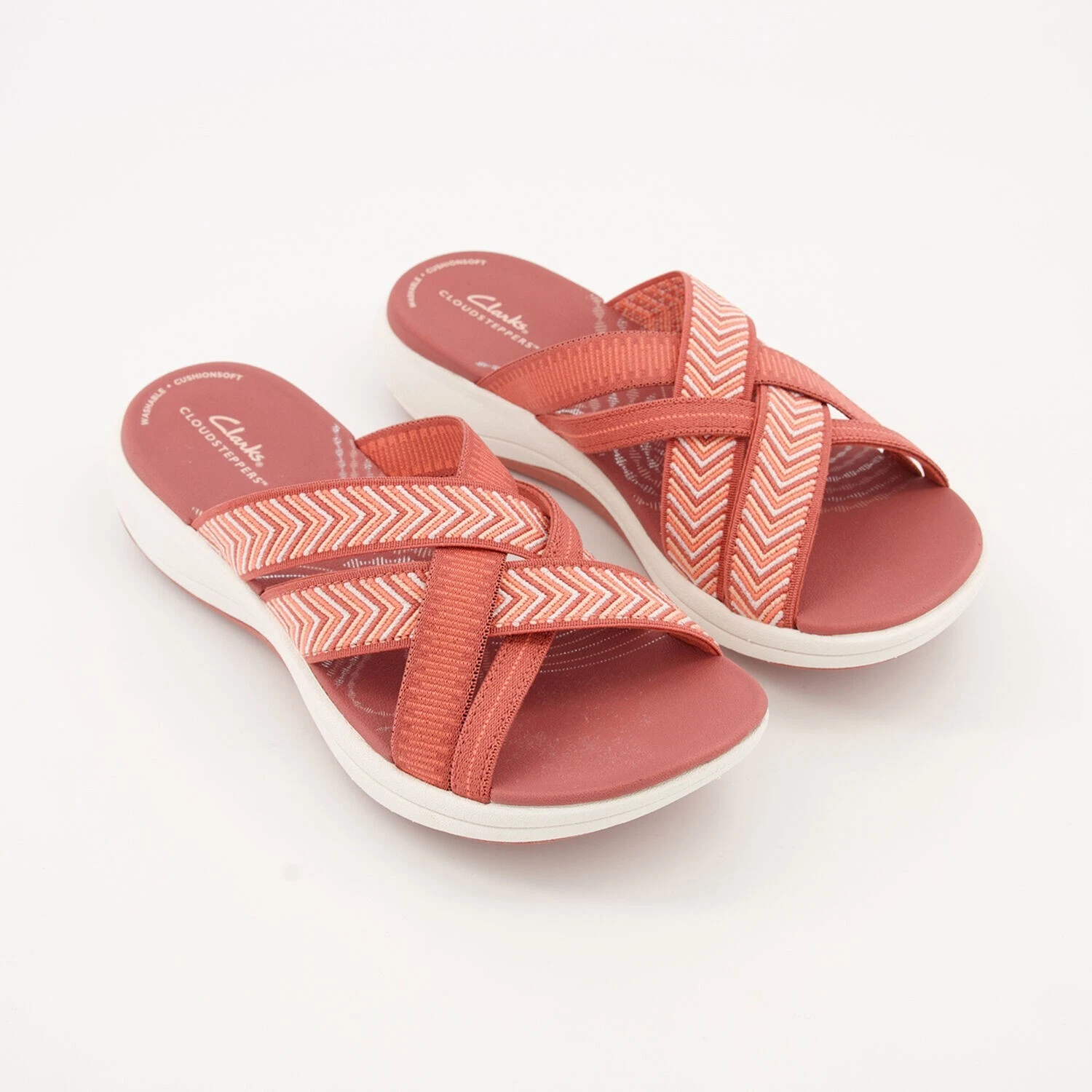 CLARKS Cloudsteppers Mira Grove rosa comodo cuscino vestibilità ampia slider sandalo UK 4