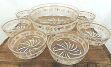 Cerve Glass Berry Serving Bowl 6 Bowls DeValBor Vintage MCM Italy