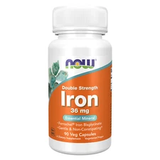 NOW FOODS Iron 36 mg Double Strength 90 Veg Capsules