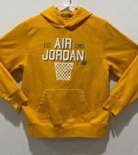 EUC Youth Size XL Jordan Jumping Man Hoodie Long Sleeve Yellow Cotton/Poly