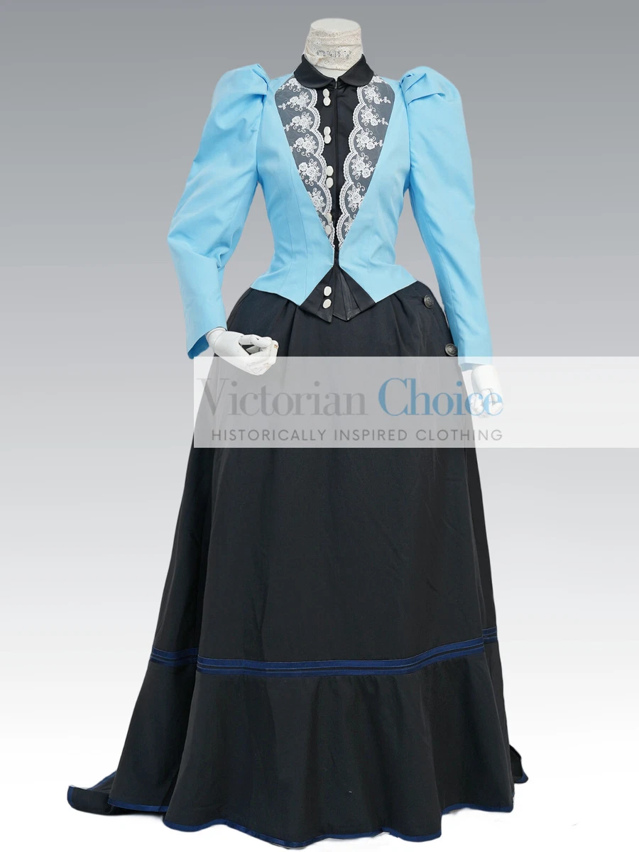 Vestido de Colección Victoriano Eduardiano Años 1890 1900 Vestido Traje Recreación Teatro 801