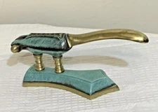 VTG Judaica ENAMELED BRASS NUT CRACKER~ Green~  Made in Israel