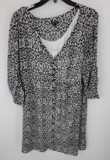 Torrid Dress Womens Plus 1X Black White Aztec Southwestern Flowy Boho Skater