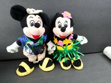 Disney Tourist Mickey  Hula Minnie Bean Bag Plush Toys Set Of 2 EPC