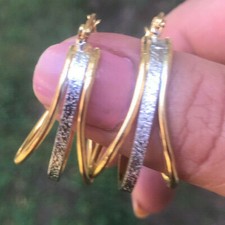 18k gold Filled two-tone Hoop Earrings Q0066