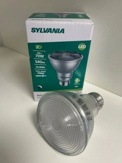 LED Sylvania 8W= 70W E27 ES Par20 4000k Cool White Dimmable Reflector Light Bulb - Image 2 of 4