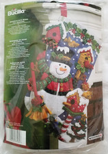 Bucilla SNOWMAN WITH BIRDS Christmas STOCKING Kit 18" Felt Applique 86234 NEW