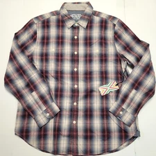 New Original TRUE GRIT Plaid Button Shirt Men XL X-LARGE Casual FLANNEL Red Blue
