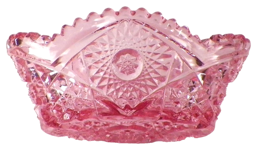 Imperial Glass Bowl #503 Pink Oval Serving Small Hobstars Fans Vintage - Picture 2 of 7