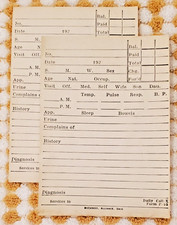 MEDICAL NOTES for HOSPITAL PATIENTS, DAILY PATIENT FORM FROM 1920's - LOT of 2