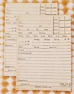 MEDICAL NOTES for HOSPITAL PATIENTS, DAILY PATIENT FORM FROM 1920's - LOT of 2