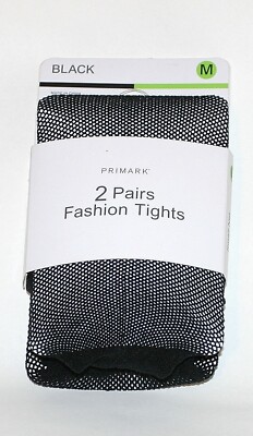 Primark 2pk Medium Black Fishnet Tights Size M