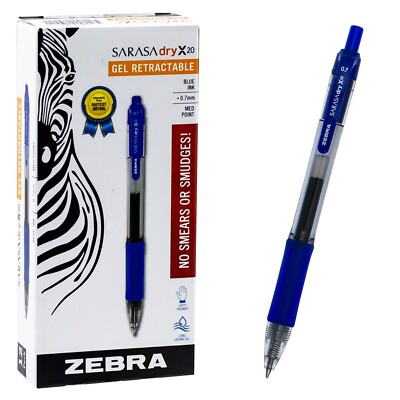 Zebra Sarasa Pen - Penna A Sfera Gel Retrattile, Punta 0,7 Mm, Inchiostro Rapid Dry, Confezione Regalo 16 Penne (Blu) - 5
