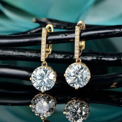 3Ct Round Cut Lab Created Diamond Wedding Hoop Earring 14K Yellow Gold Plated
