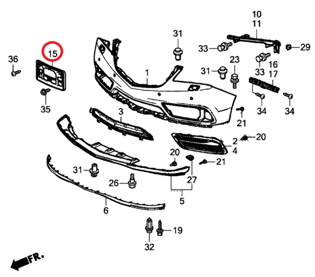 Genuine Acura MDX Front Bumper License Plate Base Bracket OE