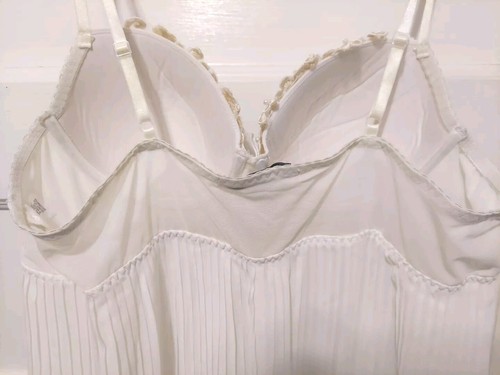 Linea Donatella Ladies Size Large Ivory Lace Beaded Pleated Bra Nightgown - Picture 8 of 12