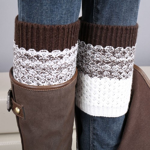 Fashion Thick Toppers Boot Cuffs Socks Leggings Crochet Knitted Leg Warmers - Picture 6 of 14